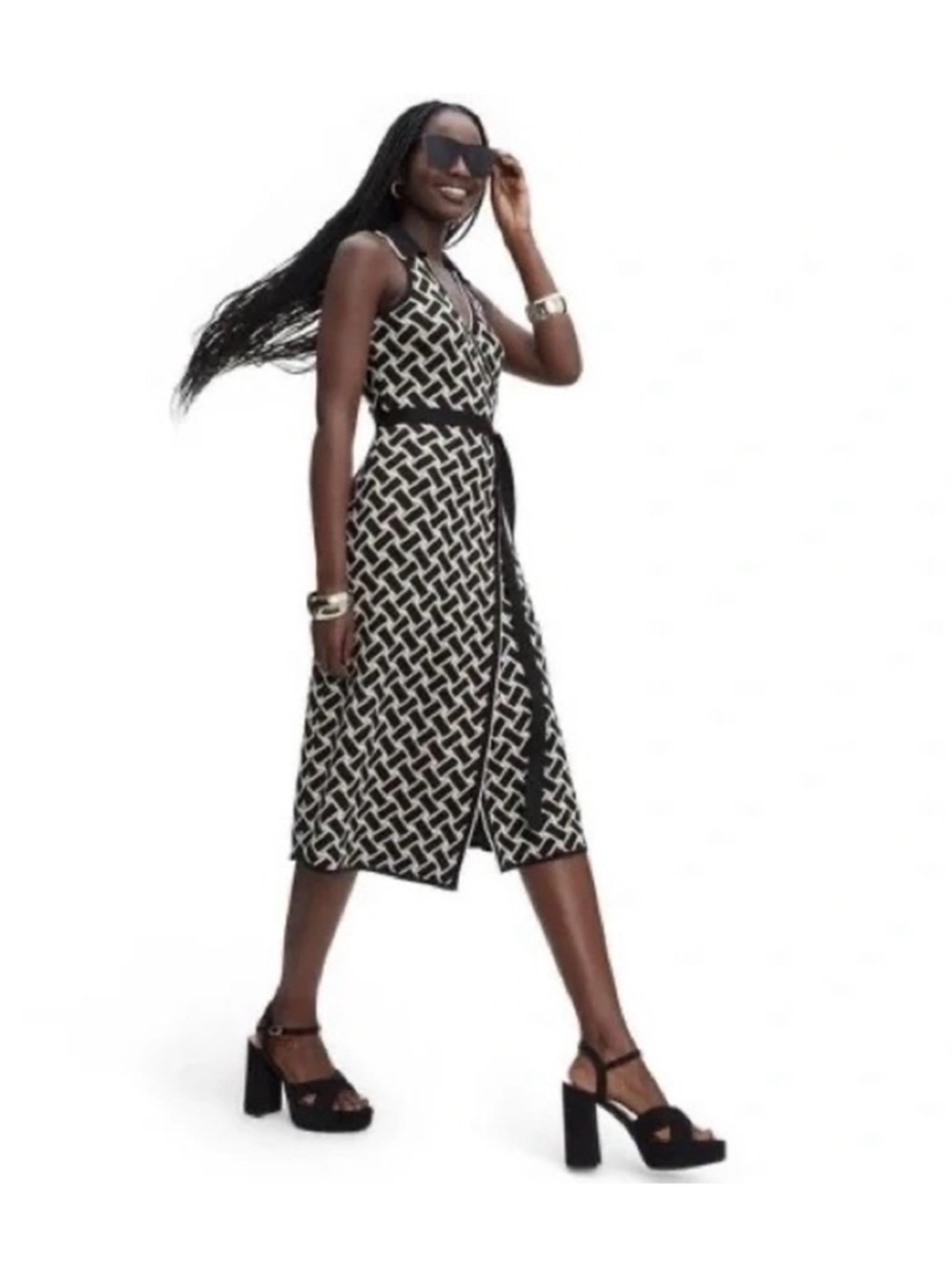 DVF TARGET SLEEVELESS VINTAGE WEAVE NEUTRAL SWEATERKNIT MIDI
WRAP DRESS S NWT